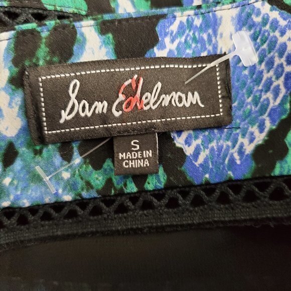 Sam Edelman Dress S Snake Print Blue Green Sheer A‎ - Picture 6 of 8